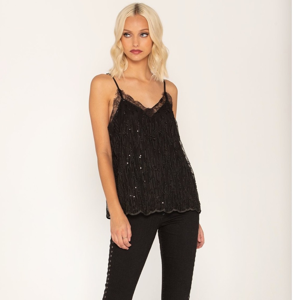 Miss Me Sequin Black Tank Top